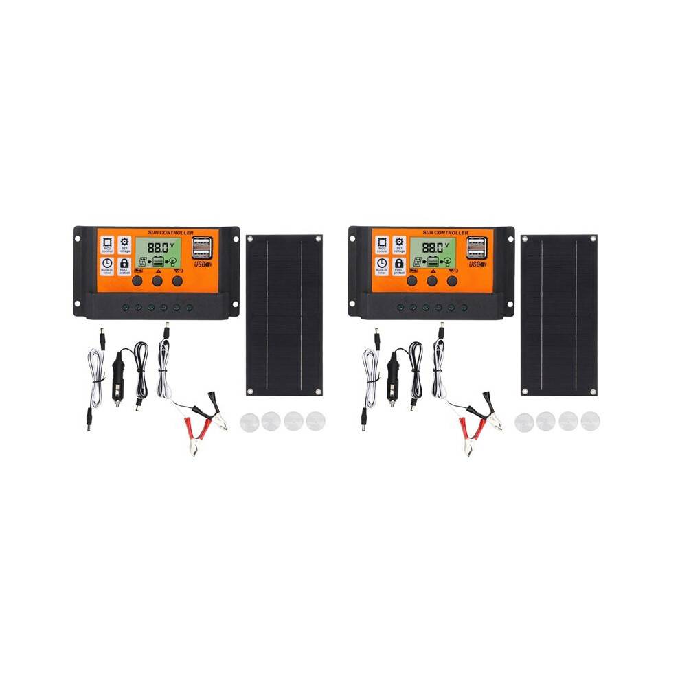 2X 600W Solpanelssats med 100A 18V Laddningskontroll Solarladdning för Utomhuscamping-Campingbåtsläpsystem