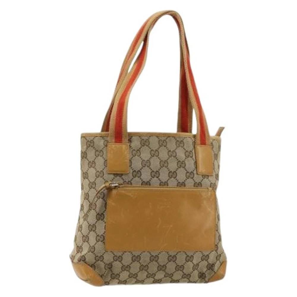 Gucci Vintage Pre-owned Vintage GG Canvas Tote Bag - Vintage - Dame - Beige - ONE SIZE - Læder