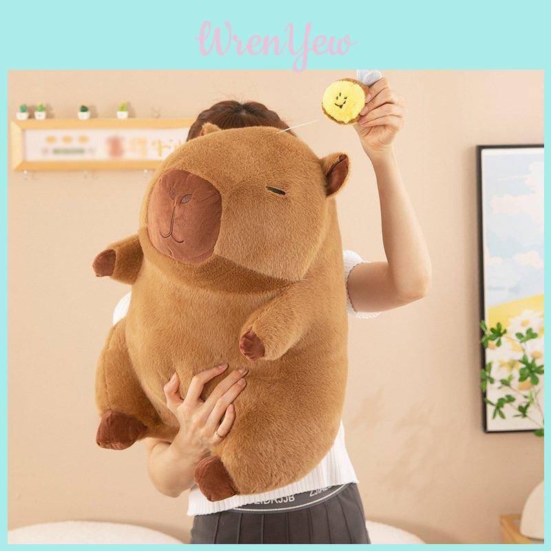 Charmig Kort Plysch Capybara Gosedjur med Unik Stretchbar Bi-funktion