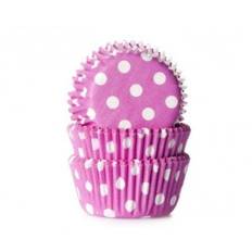 Mini muffinsform, rosa och vitprickig