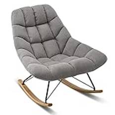 Sammets gungstol Nursy Glid Chair Fåtölj Comfy Mid Back Rock Chair w Massivt trä Base Modn Lazy Soffa Stol för Vardagsrum Sovrum