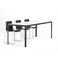 8000c WELLING KANT TABLE 100x242/352 cm HVID PLADE (med skjult udtræk)-Sort stel