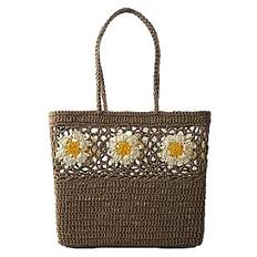 Ceannis Flower Crochet Basket Sand - Strandväskor - SAND / beige