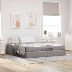 vidaXL Sengestel med opbevaring Gråbrun 180 x 200 cm Stof