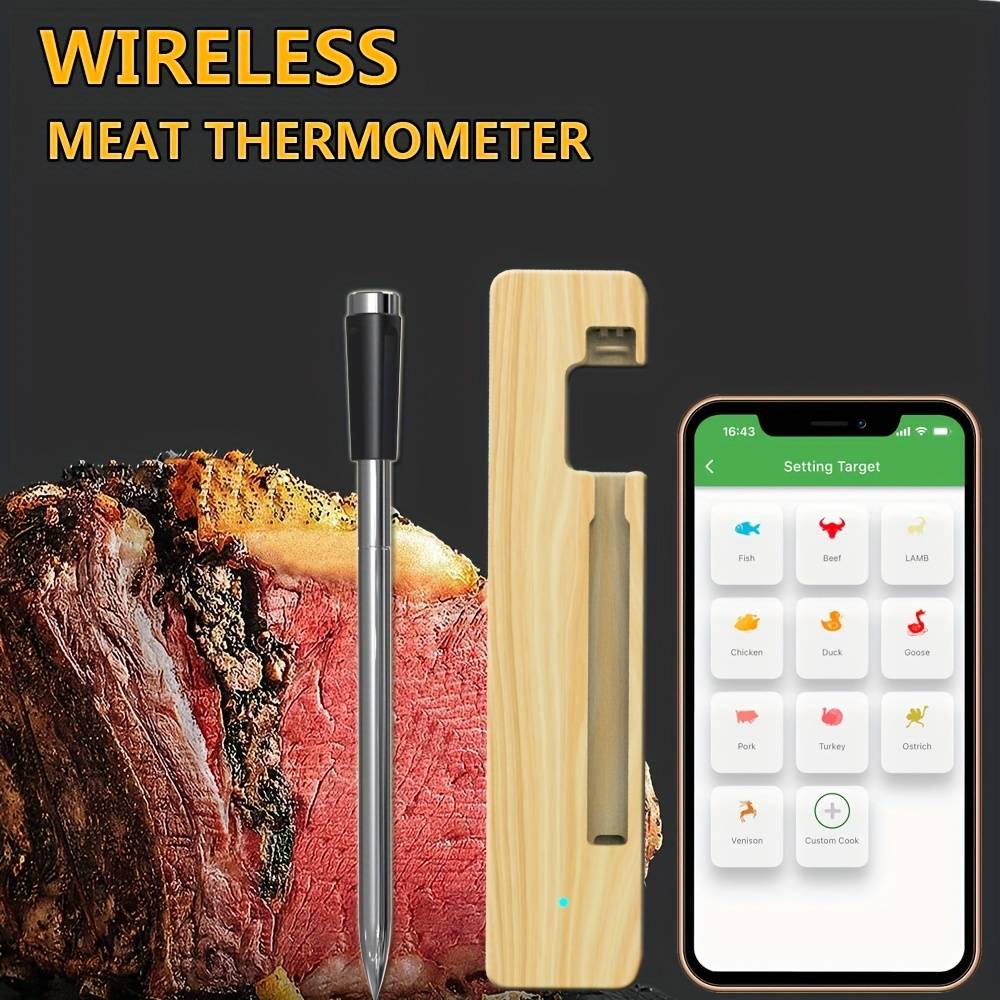 TEMU 1pc Wireless Smart Meat Thermometer | For Bbq, Oven, Grill, Kitchen, , Rotisserie | 656ft Bluetooth Wireless Range | Ios & App | Watch, Alexa Compatible | Dishwasher Safe