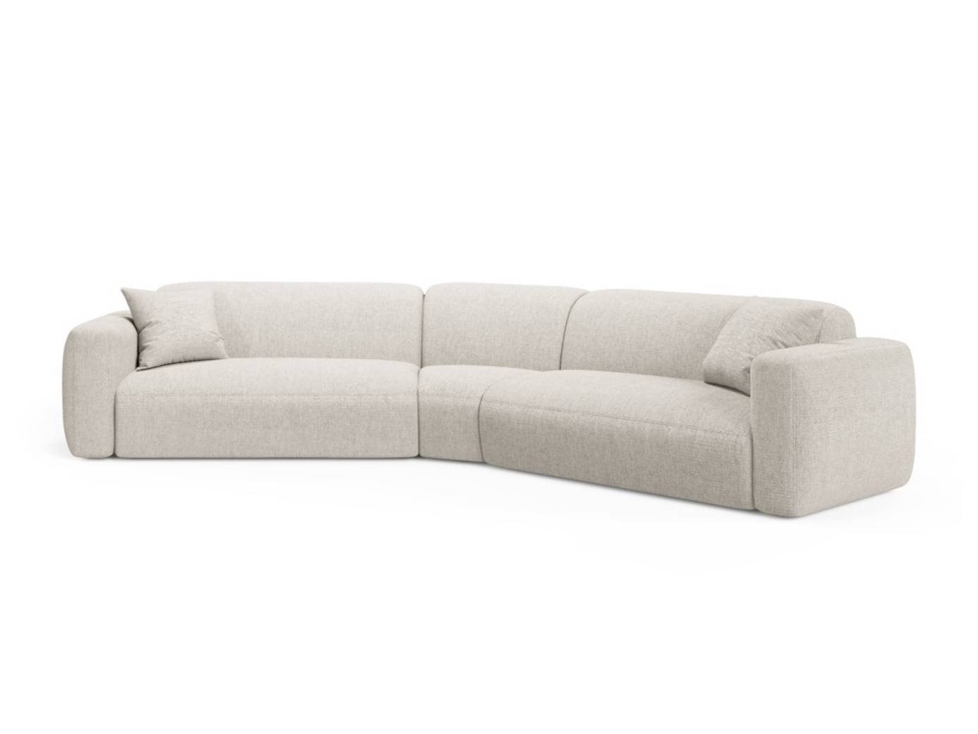 Cosmopolitan Design symmetrisk modulhörnsoffa, "Strino", 3-sits, 344 × 210 × 78 cm, Sorella, svarta plastben