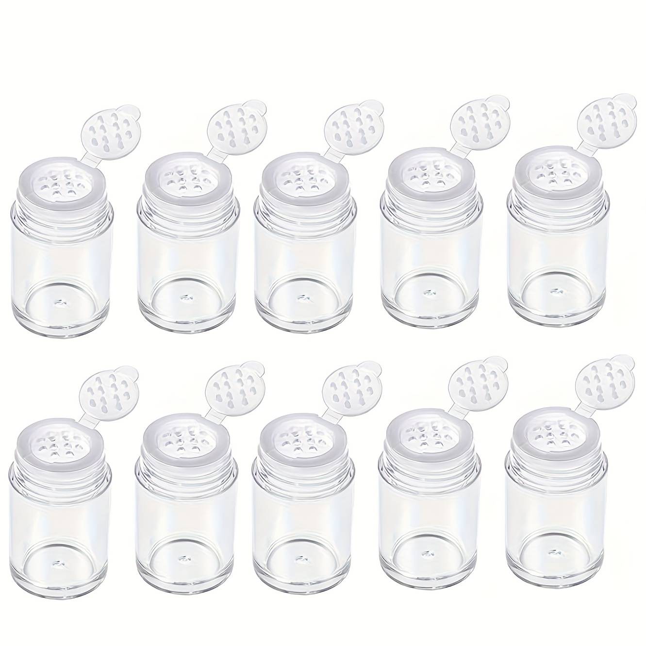 6pcs/10pcs Mini Clear Loose Powder Jars With Filter And Lid, Small Travel Makeup Glitter Eyeshadow Containers, 12 Hole Dispenser, Makeup Storage Jars