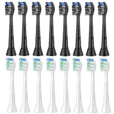 16er Aufsteckbürsten Kompatibel mit Philips Sonicare Elektrische Zahnbürste, 8er Weiße Ersatzbürsten, 8er Schwarze Aufsätze