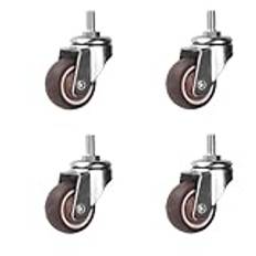 Castor Wheels, Svängbara hjul 4st gängade stamhjul Svängbara 360 graders möbel Barnsäng som rör sig ljudlöst hjul med broms Varaktighet(4pcs-No brake,1.25 inch)