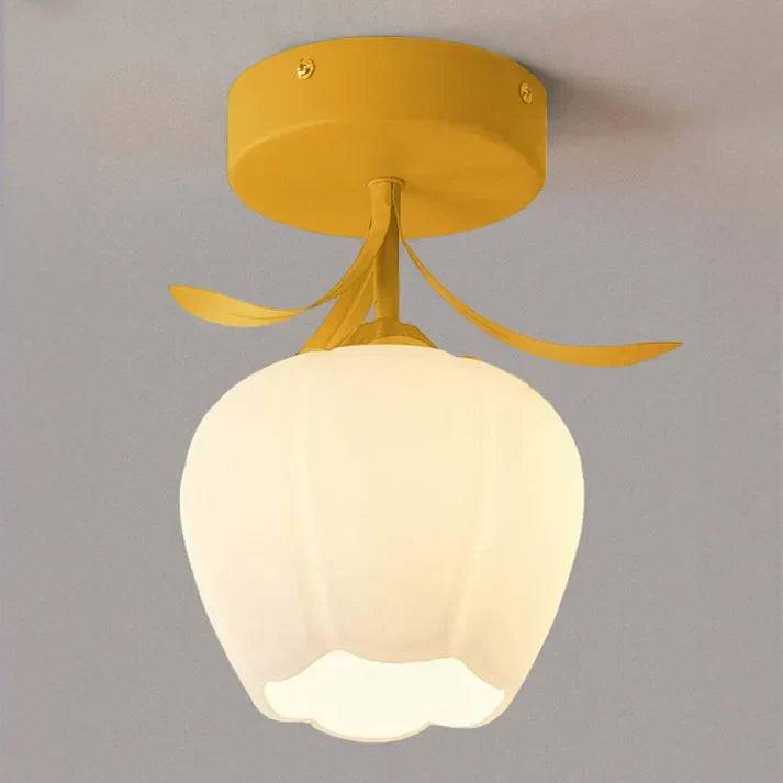 MiniFlorale Taklampa - Lyxig Mini Hänglampa för Tidlös Atmosfär - Gul / Stil B: 20cm x 23cm