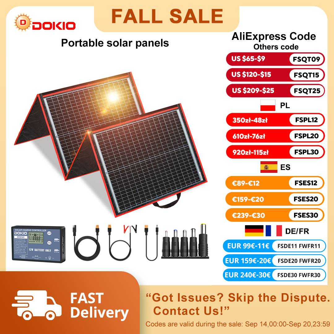 DOKIO 18V 150W Flexible Foldble Solar Panel Charge Mobile Phone USB Charge 12V Outdoor Solar Panels For Camping/Boats/Home