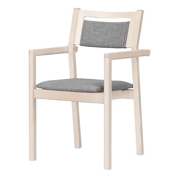 Alma karmstol med avtagbar ryggdyna, klädd sits (Ek klarlack, Konstläder Pisa)