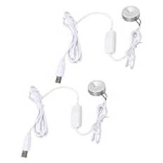 Mini Spotlights med 6,6 Ft Kabel, 2 St LED Spotlight Smyckesskåp Dimbar Vägglampa, Spotlight USB 5V Steglös Ljusstyrka Dimmer LED Mini Spotlight för Vitrinskåp (Vitt Ljus)