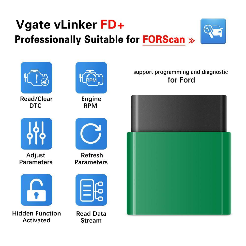 Vgate vLinker FD ELM327 FORScan För Ford wifi Bluetooth 4.0 För Android/IOS OBD2 BilDiagnostik Auto Verktyg OBD 2 Scanner J2534