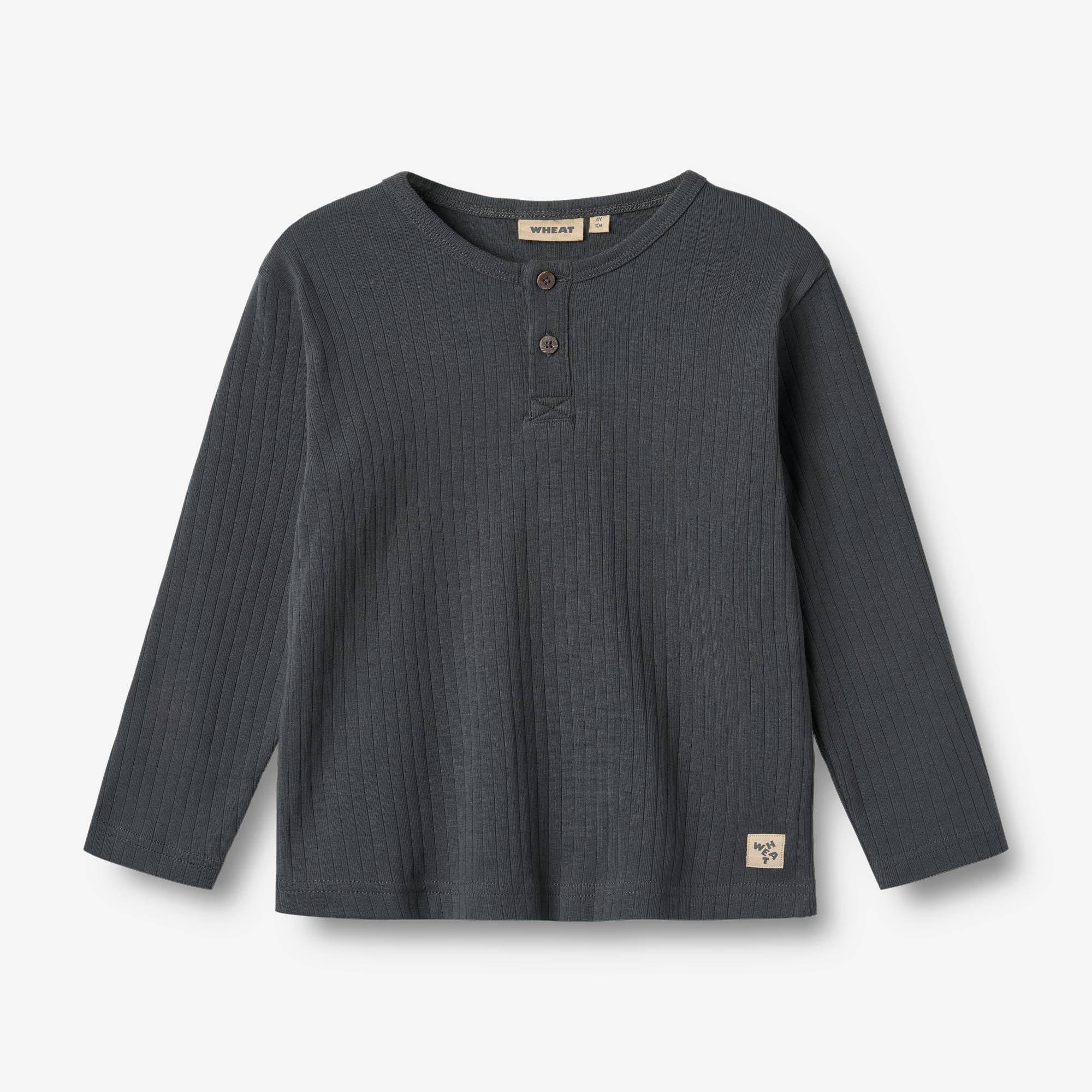 WHEAT® - Langærmet T-Shirt Morris - black sea - Str 152.