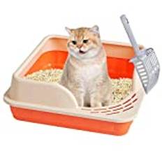 Kitty kattlåda, Öppen sållande kattsandsfack med läckagesäkra pedaler, Shallow Cat Toalett Rese ströbricka med ströskyffel för kattungar, äldre katter Youding