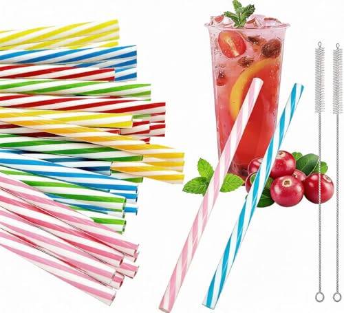 72 st. återanvändbara plastsugrör med 2 rengöringsborstar