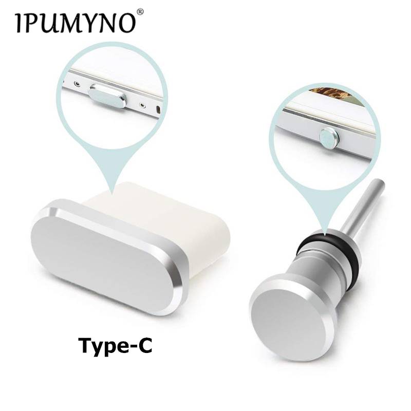 Ipumyno 5 set typ c antidammplugg usb typ-c och 3.5mm hörlursuttag för samsung galaxy s8 s9 plus huawei p10 p20 lite - Svart