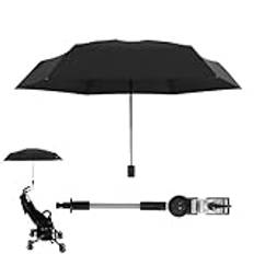 Adjustable Stroller Umbrella, 360° Umbrella Clip for Stroller, Chair Umbrella Pushchair Sun Parasol, Clip On UPF 50+ Protection for Beach Chairs Baby Strollers