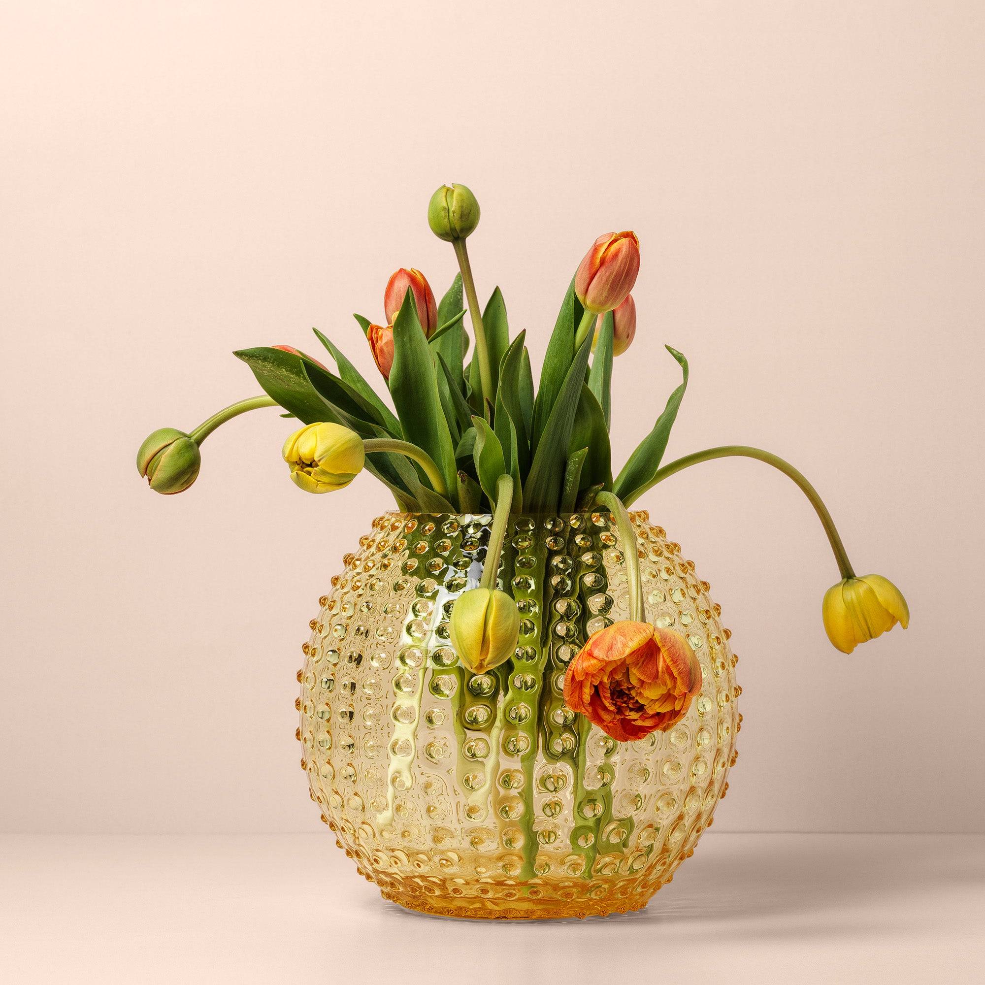 Cara Crystal Vase, Large, Yellow