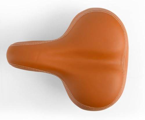 EIRONA Extra stor sadel, bekväm, stötsäker, ergonomisk, brun, lämplig för stadscykel, mountainbike, elcykel, herr och dam