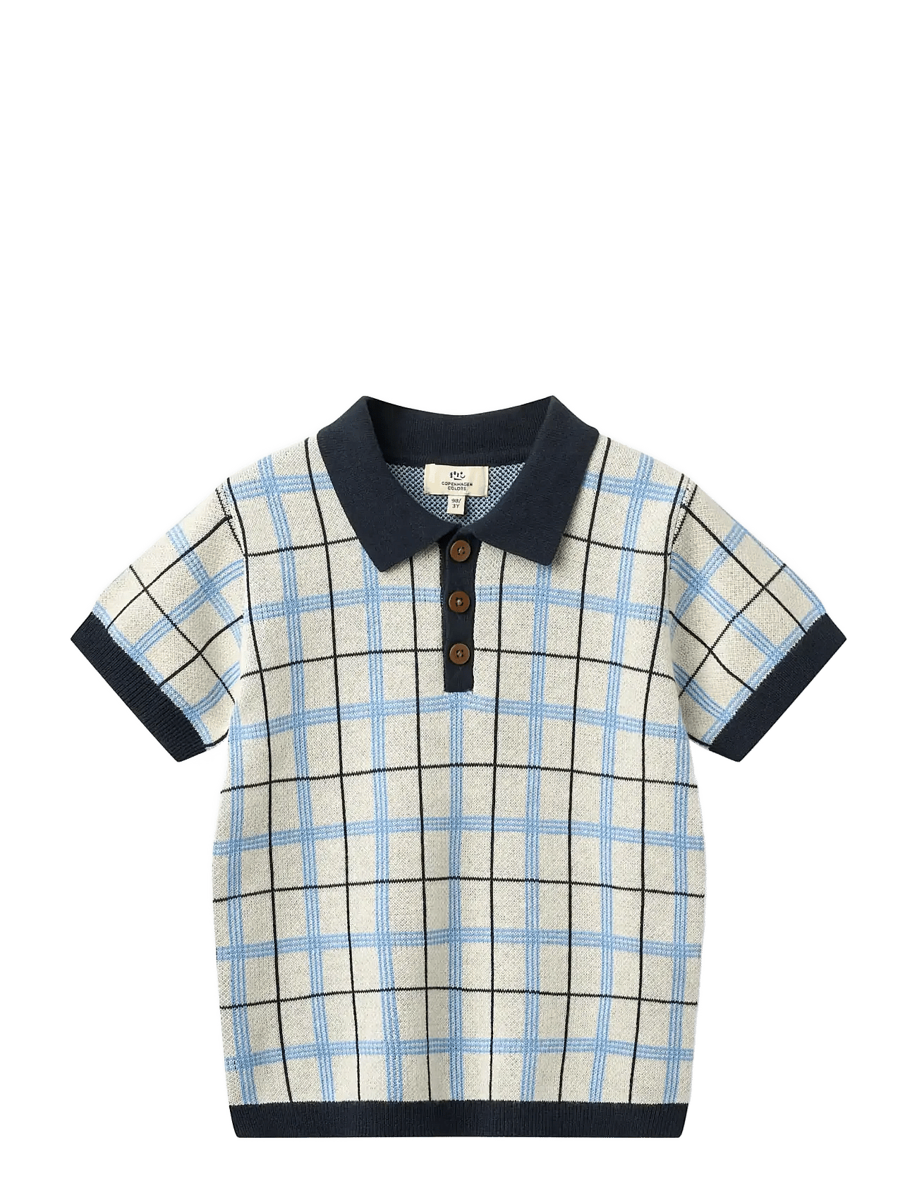 COPENHAGEN COLORS Knitted Checkered Polo | Navy | 140
