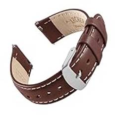 Archer Watch Straps - Klockarmband i Premiumläder med Snabbkoppling (Mahogny/Naturvit Tråd, 20mm)
