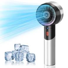 Wrischan Handfläkt med rymdaluminiumhölje, 4 hastigheter minifläkt liten, 18 timmar ultrahög temperatur med 2 600 mAh batteri, bärbar fläkt för sommarresor/utomhus/kontor, splitter svart