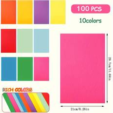 100 Sheets 10 Colours Coloured Paper, A4 Size Origami Paper, Double Sided Printing, Scrapbooking Party Decorations DIY Crafts School Paper 100pcs 10colors