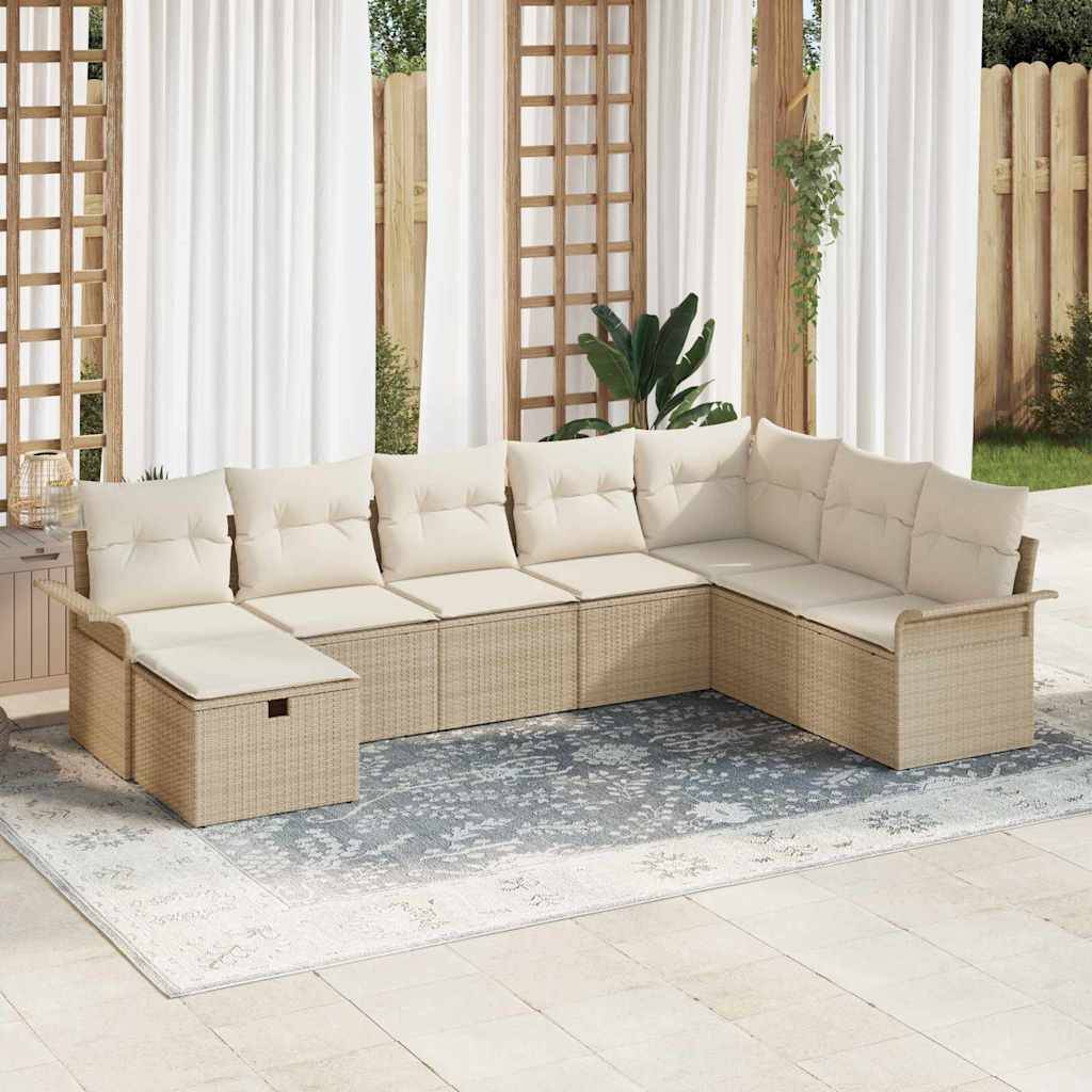 vidaXL Havesofa Sæt 8 stk. Poly rattan