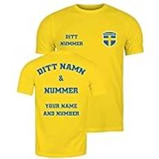 lepni.me Herr T-shirt Sverige Fotbollströja med Ditt Namn och Nummer | Svenska Flaggan Märke Personlig Jersey Custom Topp | Fans av VM 2022 (L Gul Flerfärgad)