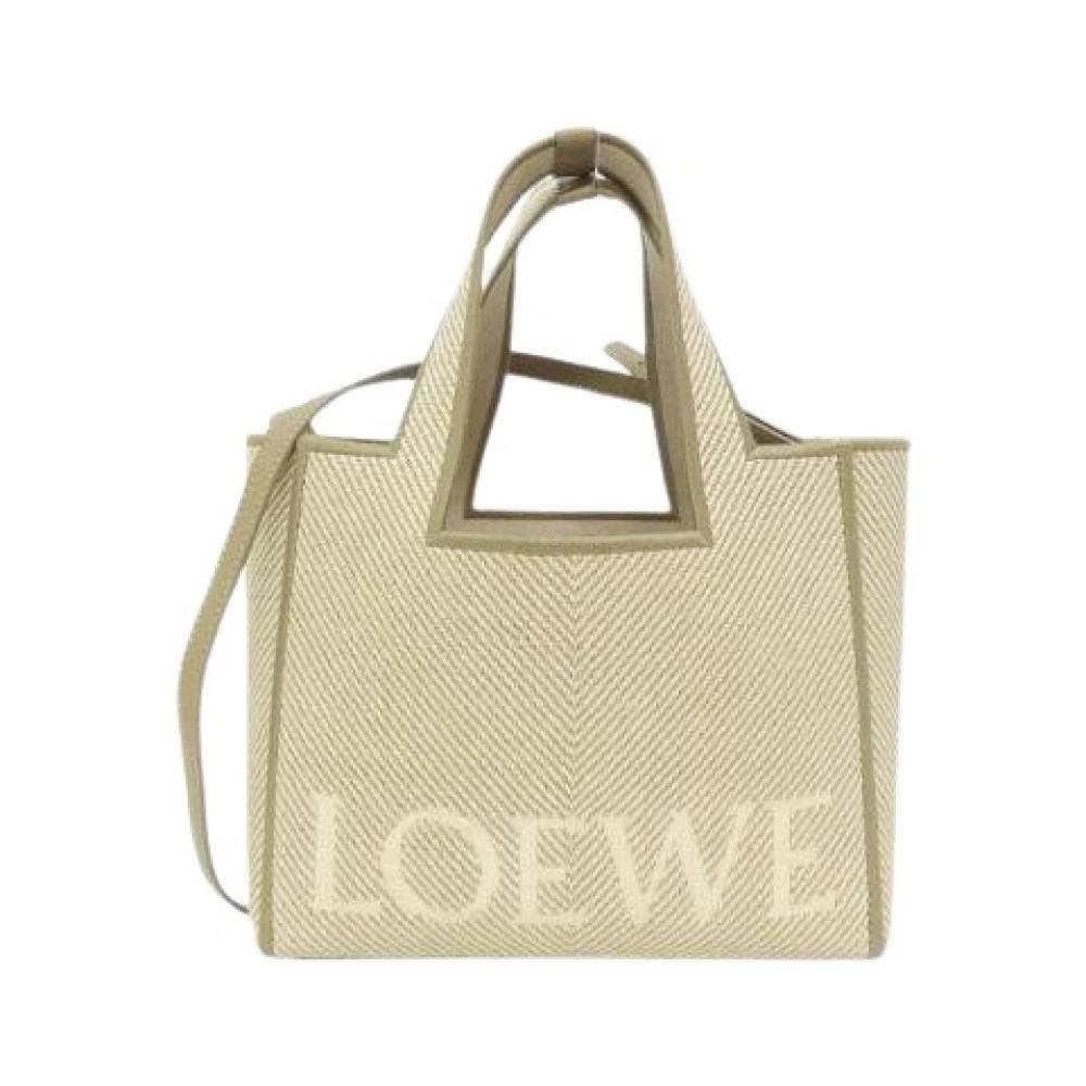 Loewe Pre-owned Pre-owned Font Tote Small Canvas Tote Bag - Vintage - Dame - Beige - ONE SIZE - Uld
