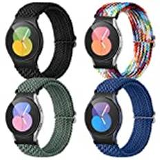 Easuny Flätad rem kompatibel med Samsung Galaxy Watch 5 40 mm 44 mm/Watch 5 Pro 45 mm/Galaxy Watch 4 Classic 42 mm 46 mm/Samsung Watch 4 40 mm 44 mm, 20 mm elastisk nylonrem för kvinnor män, regnbåge