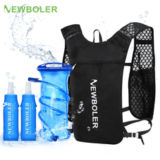 NEWBOLER Outdoor Trail Running Ultralätt ryggsäck Hydration joggingväst Herr Andas Marathon Running Ryggsäck Vattenflaska - Multifärgad (Svart - 500 ml)