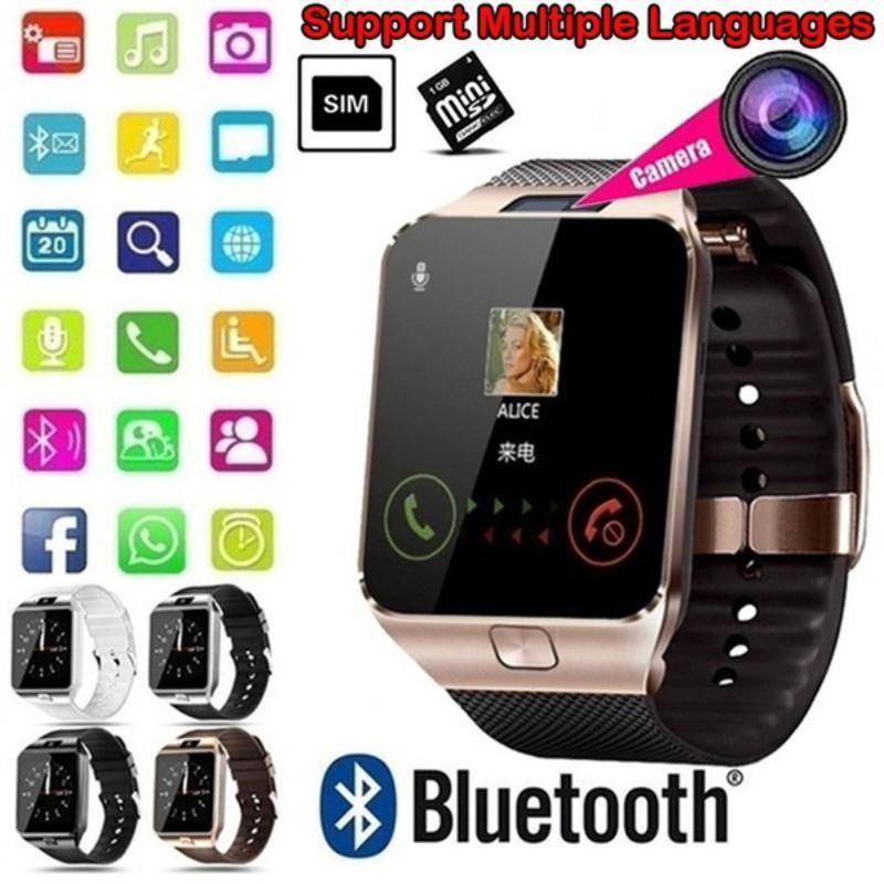 2025 Ny Digital Pekskärm Smart Klocka Armband Kamera Bluetooth Armbandsur SIM-kort Smartklocka Stöd för Ios Android-telefoner svart