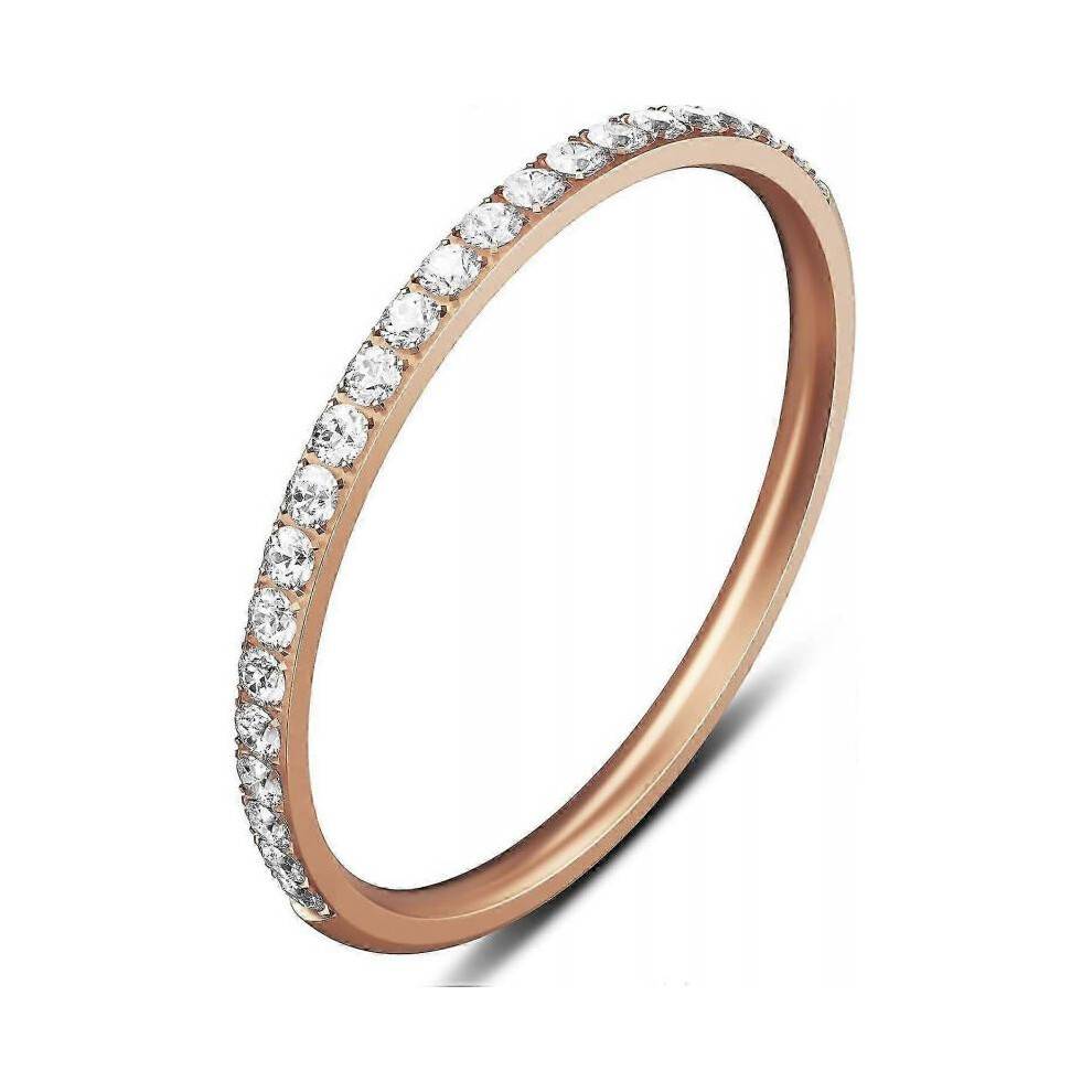 (6, Rosegold) 2-Pack 14K Gold Plated Stacking Rings for Oura Ring Gen 4/Oura Ring Gen 3, Cubic Zirconia Simulated Diamond Oura Stack Rings for Women