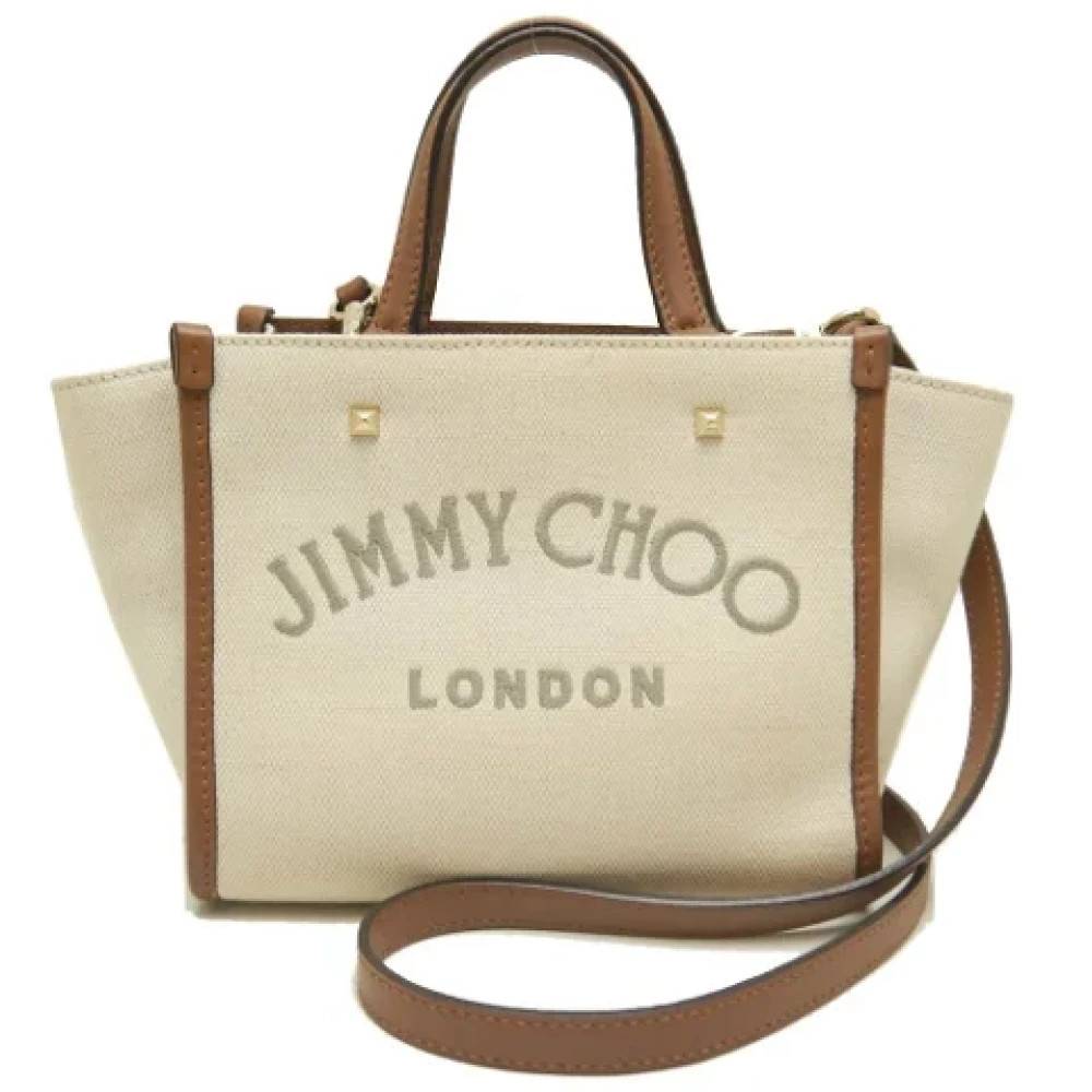 Jimmy Choo Pre-owned Pre-owned Canvas skuldertasker - Vintage - Dame - Beige - ONE SIZE - Uld