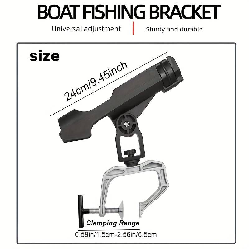 Jsfun 1pc Black Fishing Boat Fishing Bracket 360 Degree Adjustable Non-running Rod With Large Clip Open Rod Bracket, Suitable For Fishing Boats, Kayaks Gifts For Men