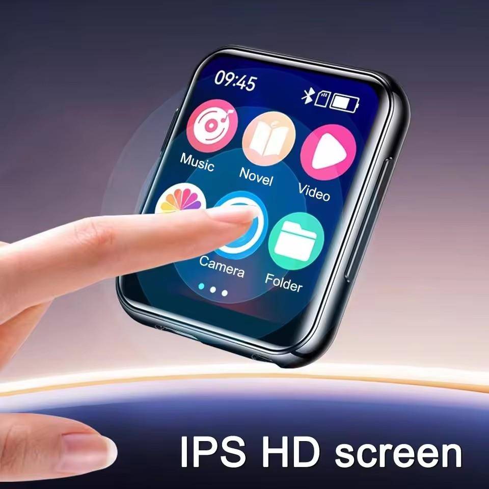 Bluetooth 5.4 MP3-spelare MP4-spelare 2-tums IPS Full Touch HD Färgskärm Stöd Foto, Radio, Alarm Video, E-bok, Etc. svart