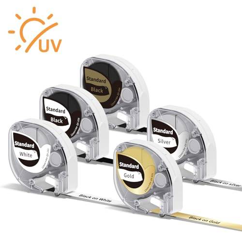 5 x Phomemo P12 & P12-Pro original termiska överföringsetiketter, 12 mm x 4 m, flerfärgad, Q5-231/Q5-335/Q5-334/Q5-831/Q5-931, hållbar, värmebeständig självhäftande för Phomemo P12 Pro etikettskrivare