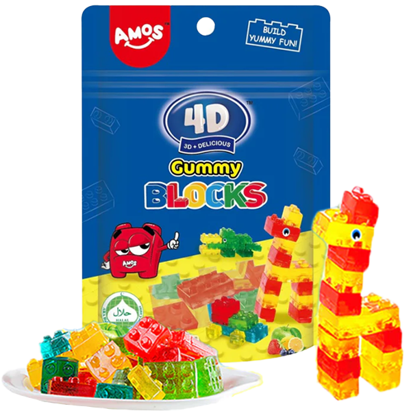 Amos 4D Fruit Gummy Blocks 72g