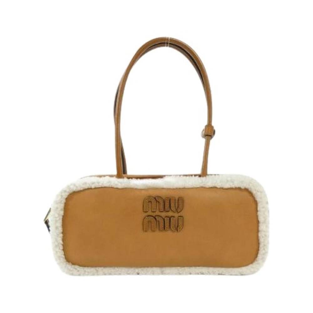 Miu Miu Pre-owned Pre-owned Montone Shearing Skuldertaske - Vintage - Dame - Brun - ONE SIZE - Uld
