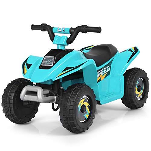 GOPLUS Elektrisk Kindquad, ATV, 6 V, med fram- och bakåtbrytare, miniquad, barnbil, elfordon av PP stål, elektrisk motorcykel för barn från 3 år, bärbar upp till 30 kg, 73 x 40 x 44,5 cm (blå)