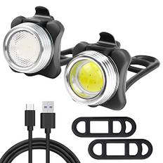 DURTAIL Cykelljusset, uppladdningsbara cykelljus, superljus USB-uppladdningsbart cykelljus, 650 mAh Li-ion-batteri, IPX6 vattentät superljus fram- och bakljus, cykling, camping (2 delar)