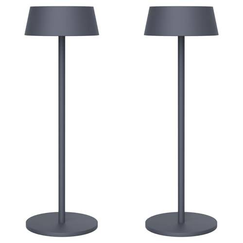 K-Bright 2 Stück LED Akku Tischleuchte 32.5cm aus Aluminium Anthrazit