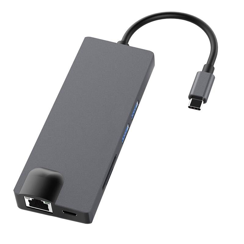8 in 1 usb c hub dockningsstation för bärbar dator multi-port adapter usb hub ноутбук планшет флешка планшеты أجهزة الكمبيوتر المحمو
