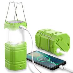 Solcellsdriven campinglykta, vattentät bärbar LED-campinglykta, nödlampa med handvev, inbyggd 3000 mAh powerbank för vandring, utomhus, vandring, fiske, äventyr