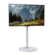 Vitt golv-TV-stativ Smal hörn-TV-stativ för 40 - 75 tums TV med kraftig marmorbas Rullande hjul Höjdjusterbar Max VESA 600x400mm upp till 40 kg