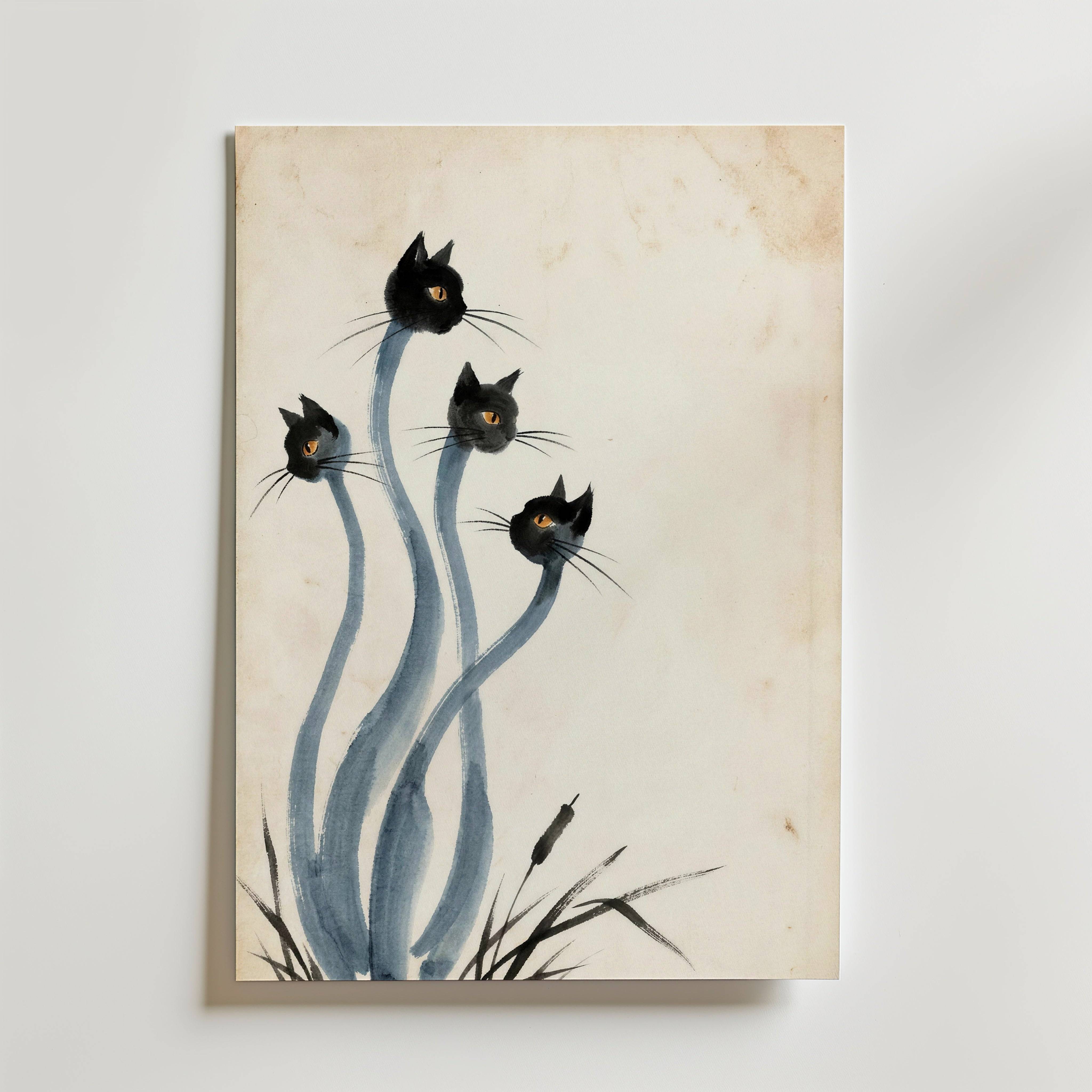 Ink Cats Poster by Caroline Engstr�m - Premium Canvas 30x40 cm Utan passepartout
