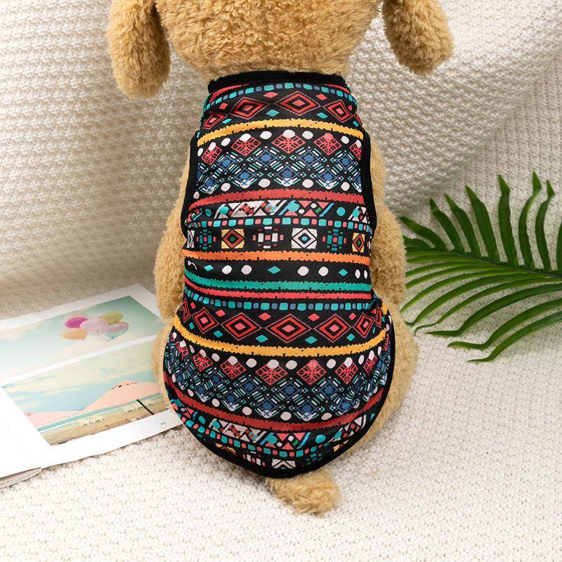 Pet Tank Top Cat Teacup Dog Small Dog Teddy Bicolor Ethnic Style Pet Clothes Summer Wear XXL